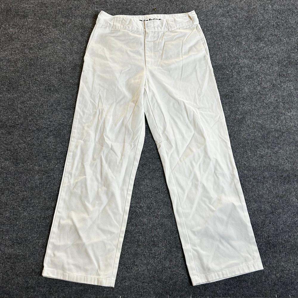 Dickies Pants Womens Size 30 White Straight Leg Twill Workwear Utility Casual